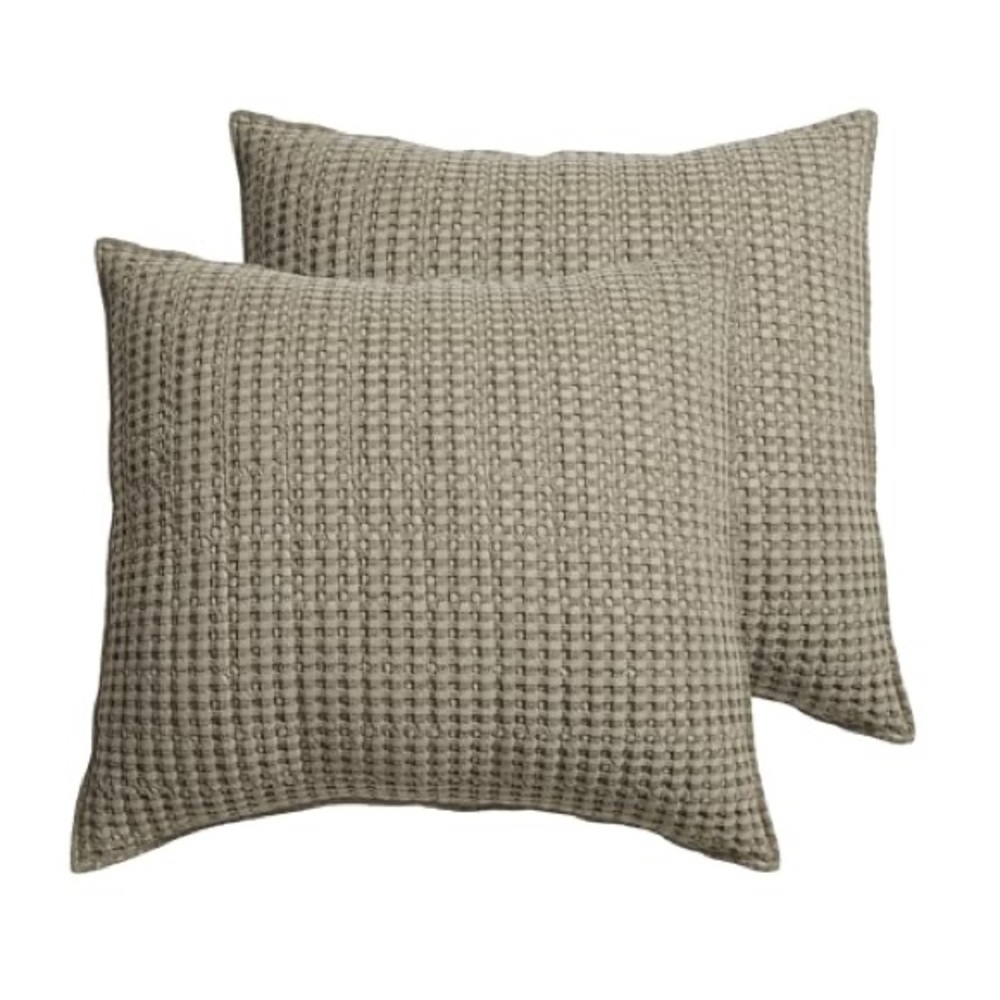 Levtex Home - Mills Waffle - Euro Sham 2 Taupe - Sham Size (26x26in.), No Insert